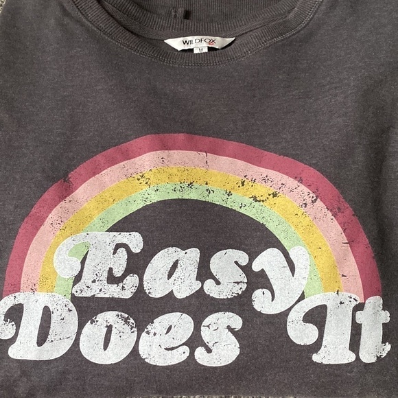 Wildfox EASY DOES IT Rainbow Crew Neck Top Shirt Cozy Soft Lounge Bohemian - Picture 12 of 14